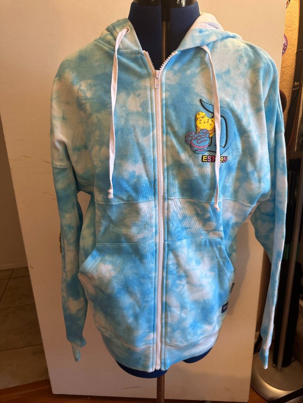 Disney Snacks Spirit Jersey Tie-Dye Full Zip Hoodie Women's Blue S Mickey Mouse